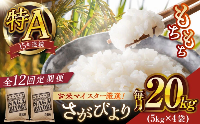 【定期便】【全12回】さがびより白米20kg/総計240kg【大塚米穀店】