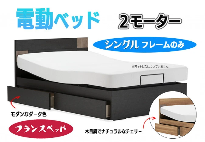 【フランスベッド】薄型電動ベッドUD-101F（2M）引出付きタイプ シングル