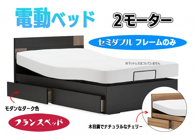 【フランスベッド】薄型電動ベッドUD-101F（2M）引出付きタイプ セミダブル