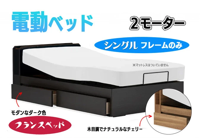 【フランスベッド】薄型電動ベッド UD-102C （2M）引出付きタイプ シングル