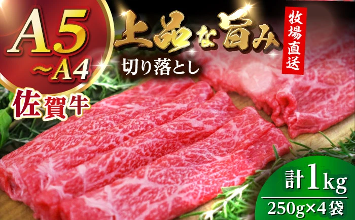 佐賀牛切り落とし 計1kg（250g×4袋）【株式会社佐賀セントラル】