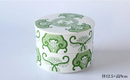［有田焼］古伊万里草花紋 二段重（グリーン）【ARITA PORCELAIN LAB】